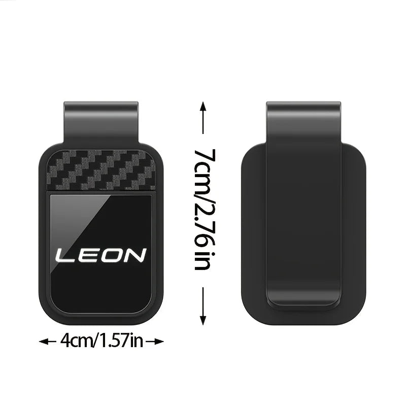 Car Sun Visor, Sunglasses Eyeglasses Mount with Ticket Card Clip - Carbon Fiber Textured Eyeglass Clip for SEAT LEON