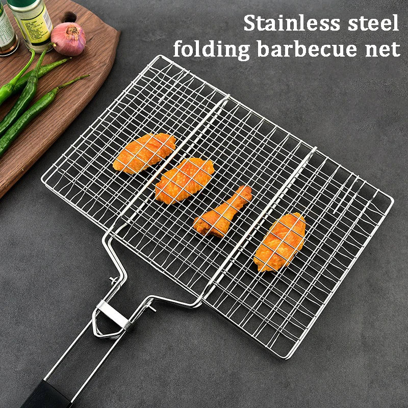 304 Stainless Steel BBQ Mesh Non Stick Grilling Basket Grill Mesh Mat Meat Vegetable Steak Picnic Party Barbecue Tool