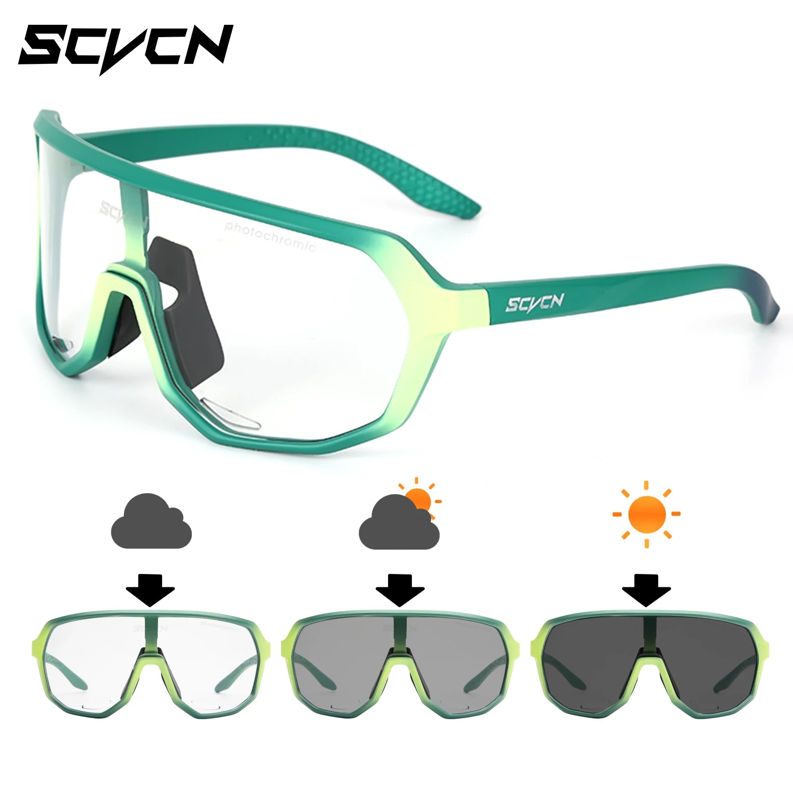 SCVCN HD Photochromic Hiking Sunglasses Stylish Outdoor Sports Glasses for Cycling Running and Rock Climbing Driving Sunglasses
