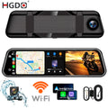 HGDO 10" 4K Mirror Carplay&Android Auto Car DVR Dash Cam Backup Rear View Camera with 5G Wifi BT FM AUX Mirror Link 24H Monitor