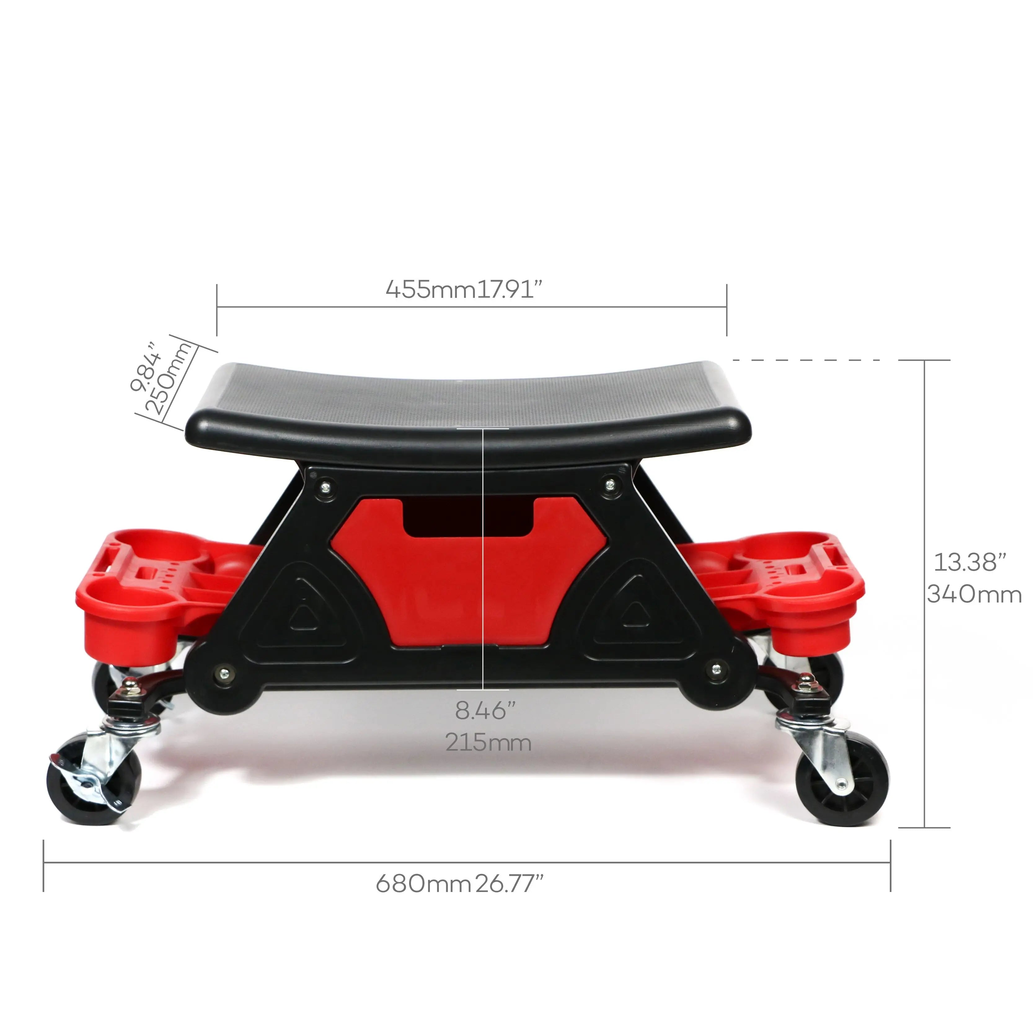 Mechanic Stool 300 LBS Capacity Garage Stool Gift for Men, Heavy Duty Rolling Mechanics Seat, with Three Slide Out Tool Trays