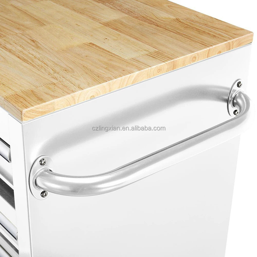 In 9 Drawers Storage Cabinet Metal Work Bench Tool Cabinet Workshop Tool Cabinets Chest With Solid Wood Top