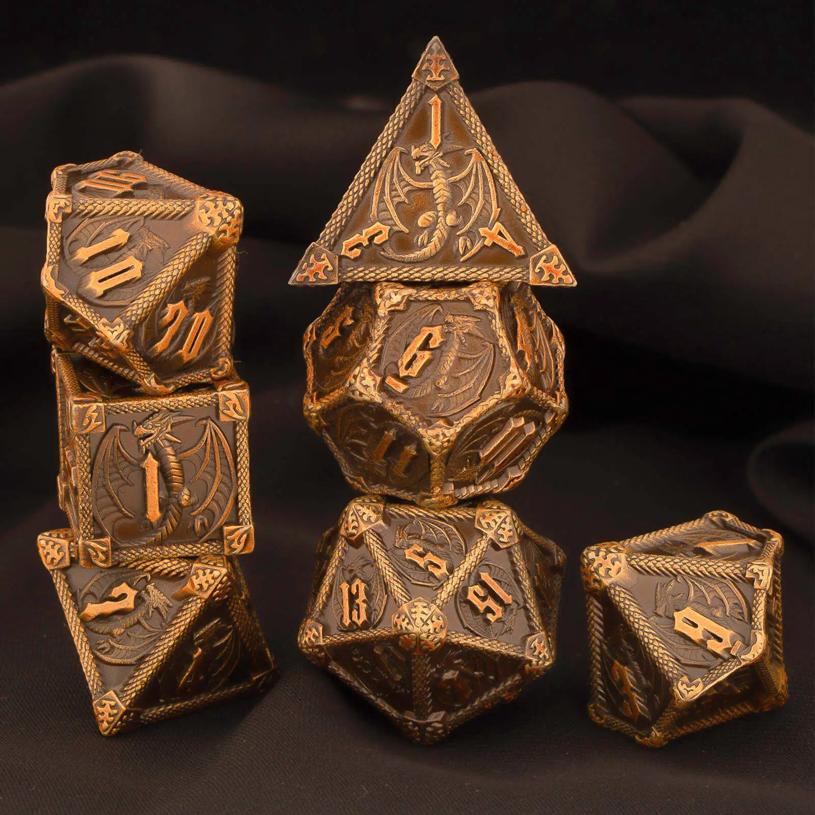 DND Metal Dice Set 7pcs – Polyhedral RPG D&D D20 D12 D10 D8 D6 D4 / Ensemble 7 dés métalliques DND – Polyédriques RPG jeux de rôle