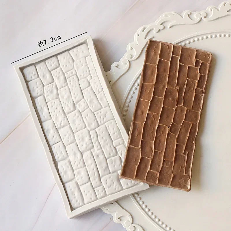 Rock Brick Wall Texture Fondant Silicone Molds Wood Grain Tree Bark Silicone Impression Mat Cake Decoration Baking Accessories