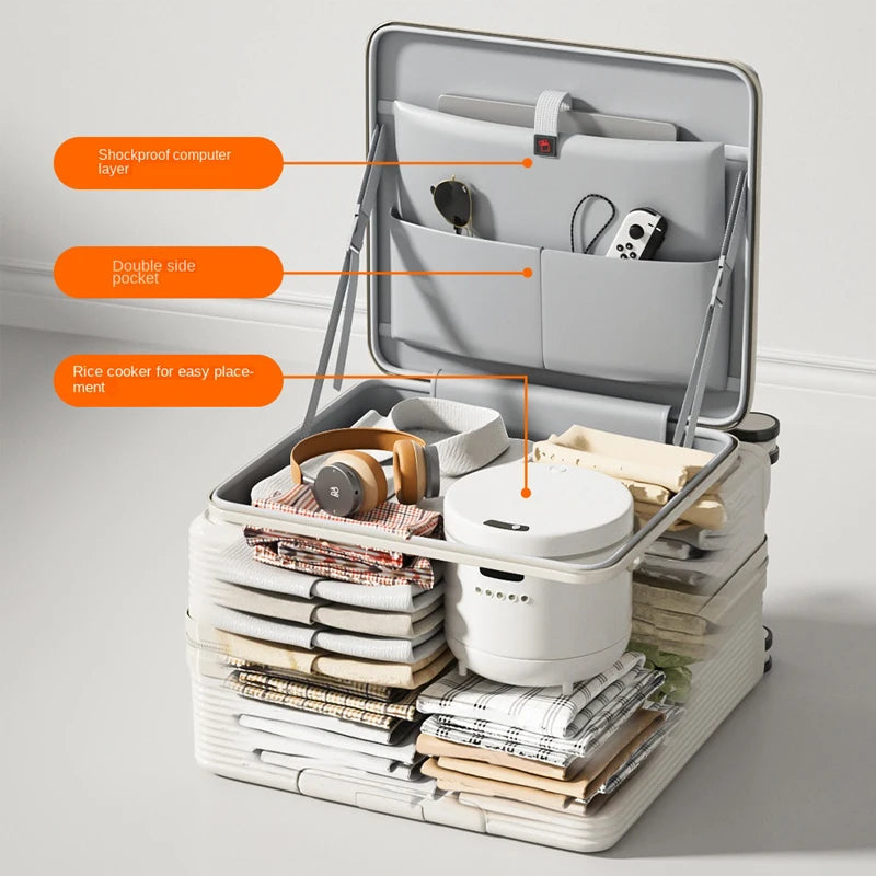 18 Inch Trolley Case With Wheels Travel Suitcase Boarding Case Mini Password Box Suitcase With Cup Holder Rolling Luggage Bag