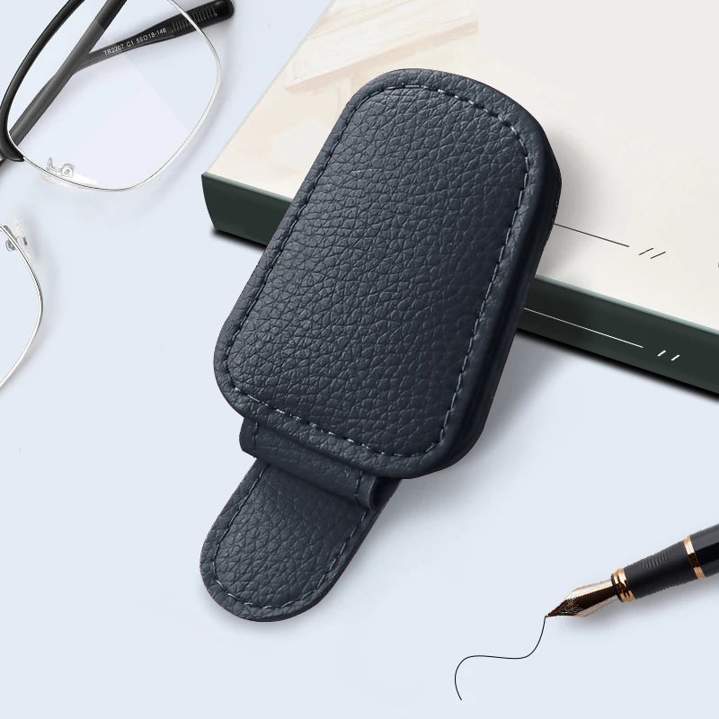 JFBONIN Leather Magnetic Sunglasses Holder Car Sunshade Accessory with Ticket Clip Functional Sunshades Car Accessory
