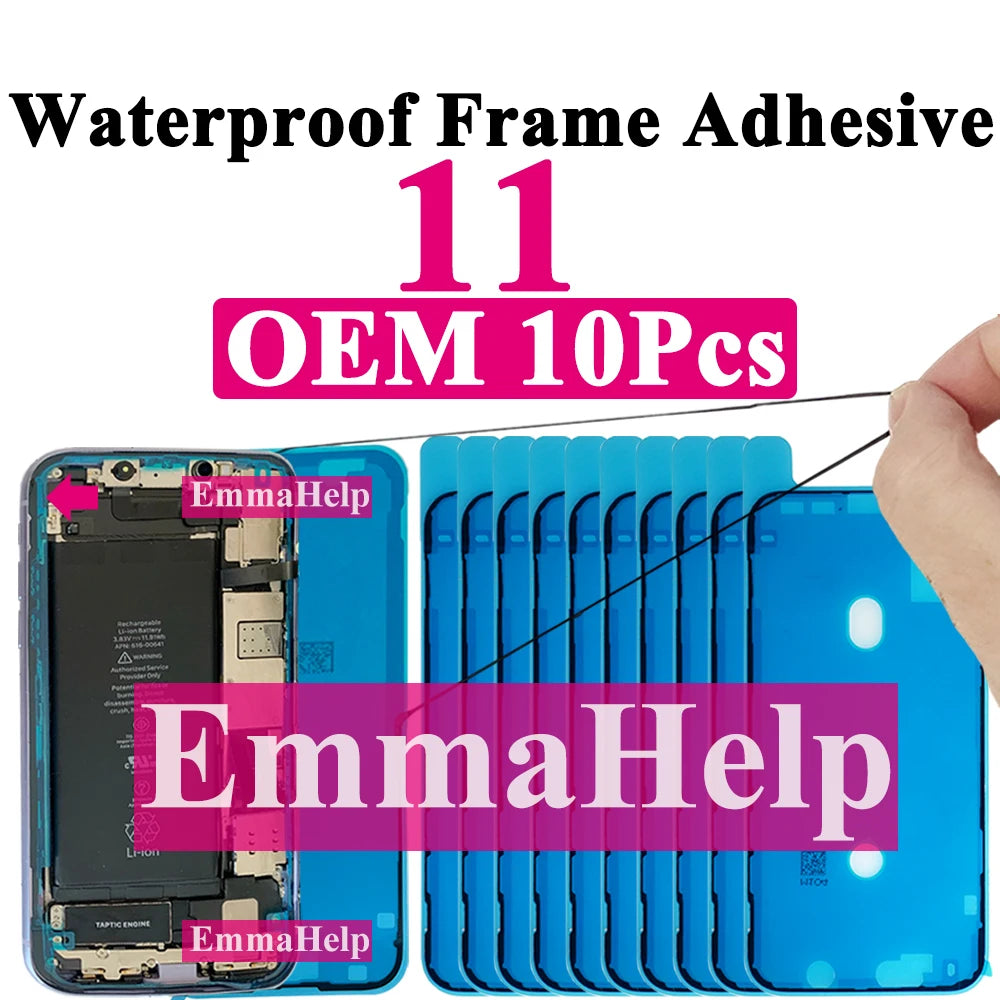 10pcs Waterproof Sticker for iPhone 16 Pro Max 17 14 13 12 11 15 XS XR 8 SE 3M Seal Adhesive Pre-Cut LCD Screen Frame Tape Glue
