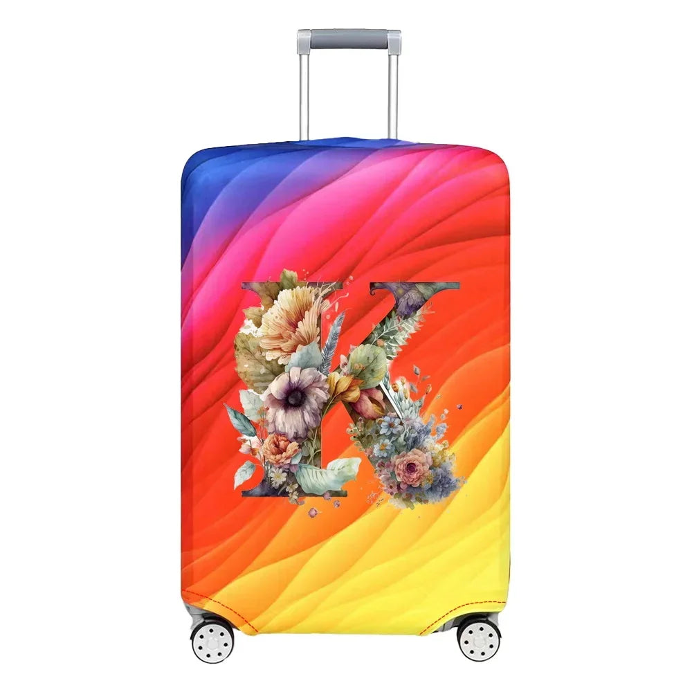 Luggage Cover Stretch Fabric Suitcase Protector Baggage Case for18-32 Inch Suitcase Case Floral Letter Series Travel Organizer