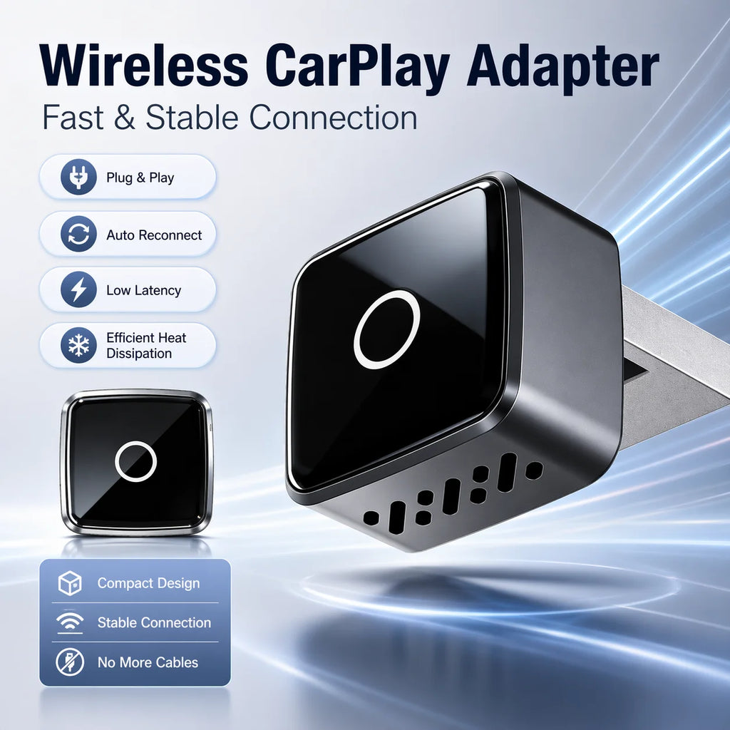 2026 Upgraded 2-in-1 Wireless CarPlay & Android Auto Adapter, Type-C Port | Wired to Wireless Dongle | Plug & Play