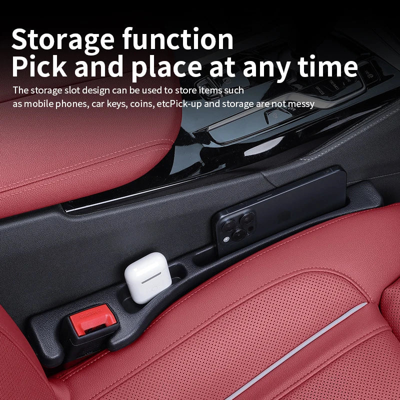 2 Pieces Car Seat Gap Filler Storage Bag Universal Fit No-Drop Side Gap Filler with Storage Slot And Hook for Vehicle Seat Gap S