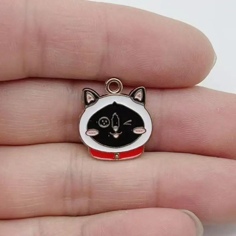 10pcs Cartoon Animal Pet Dog Puppy Footprint DIY Alloy Drip Oil Keychain Necklace Jewelry Pendant Pendant