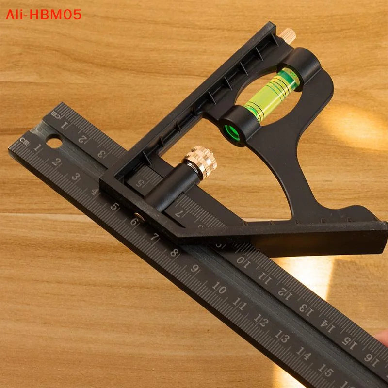 (HB05)15/20/25CM Adjustable Combination Right Angle Ruler 45/90 Degree With Bubble Level Gauge Multifunctional Measuring Tools