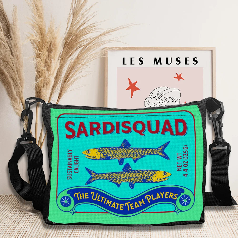 Women Shoulder Bag Colorful Trendy Sardines Shopping Bags for Lady Cartoon Grocery Tote Bag Handbags Casual Crossbody Bag