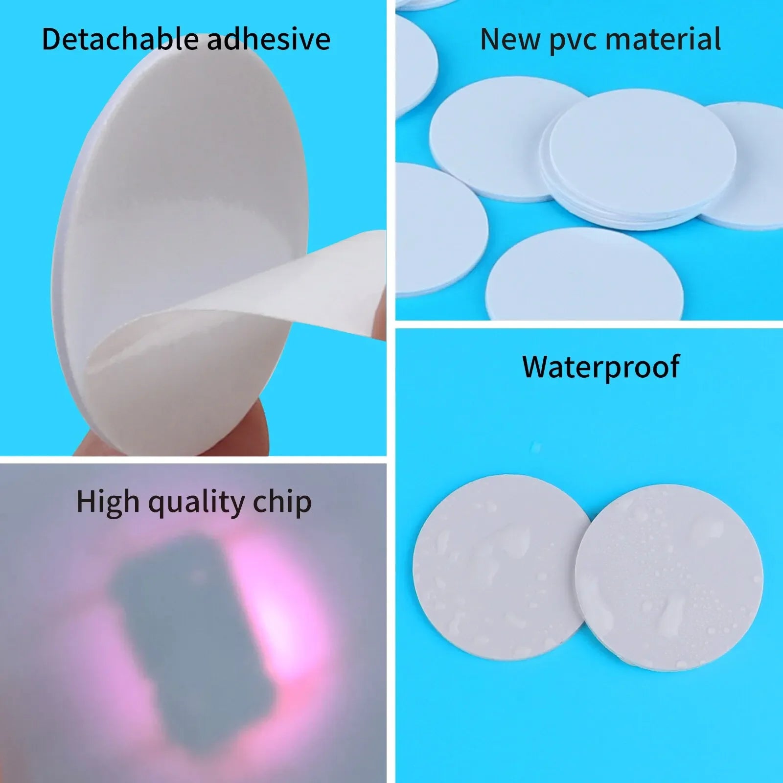 20pcs 50pcs 13.56MHz Ntag215 NFC Coins Adhesive Cards Badge Backing 504 Bytes ISO/IEC 14443 A 25mm Waterproof PVC 215 Tag