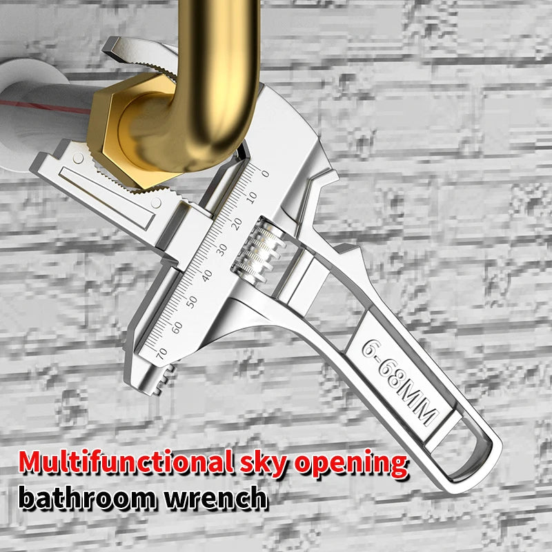 Dual-Use Aluminum Alloy Sink Wrench Adjustable Large Opening Universal Bathroom Faucet Wrench Plumbing Installation Repair Tool