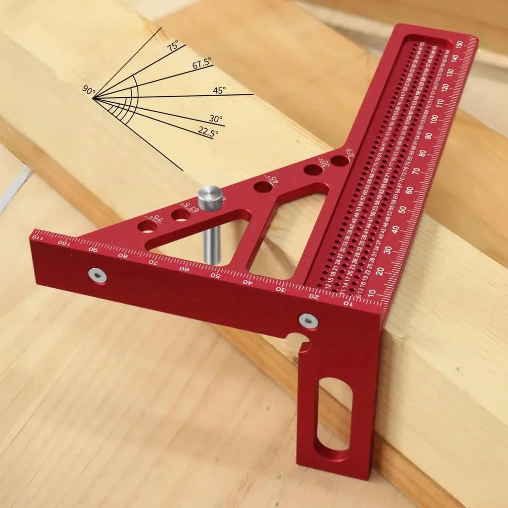 3D Measuring Ruler Aluminum Alloy Woodworking Square Protractors Triangle Layout Measuring Tool Multipurpose Measuring Ruler
