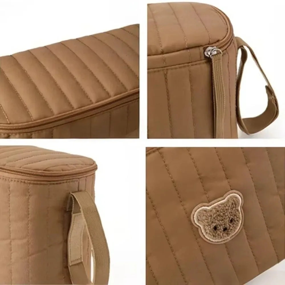 Korean Style Baby Diaper Bag Cute Bear Design Multifunctional Mommy Bag Storage Compartments Organizer Pockets