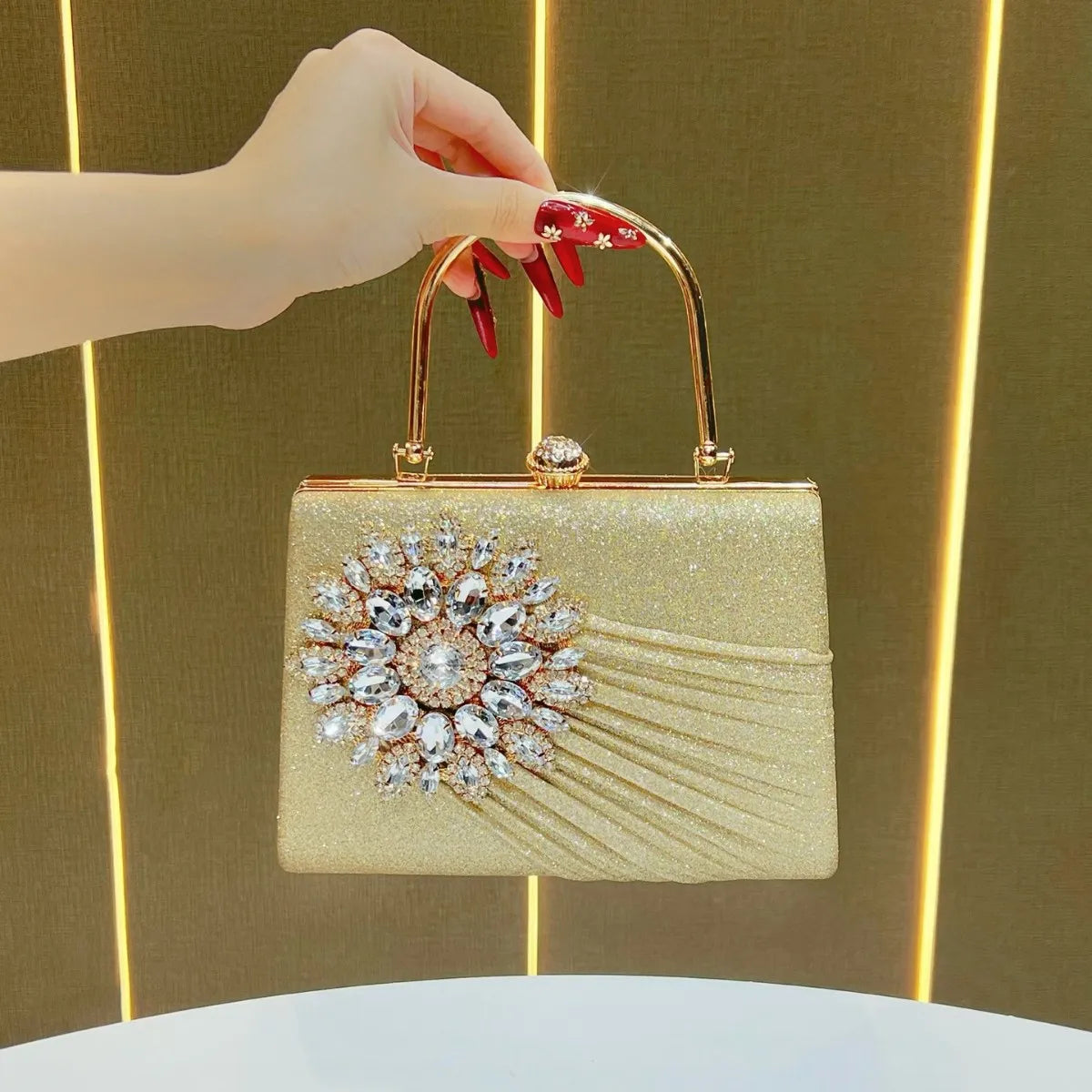 Dinner bag niche diamond-encrusted handbag single shoulder oblique span banquet evening bag fashion handbag