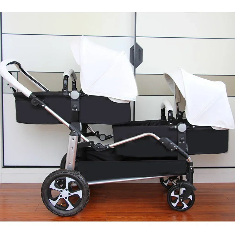 NEW Twins baby stroller 2 in 1 foldable two children PU leather waterproof stroller Double baby carriage twin strollers for 2