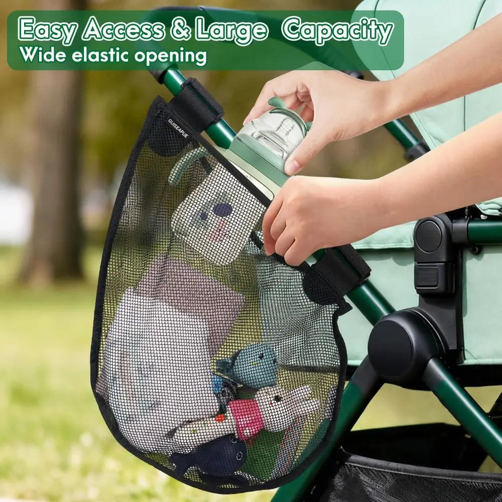 Large Capacity Baby Stroller Side Sling Breathable Mesh Side Mesh Stroller Storage Caddy Universal Baby Stroller Hanging Bag
