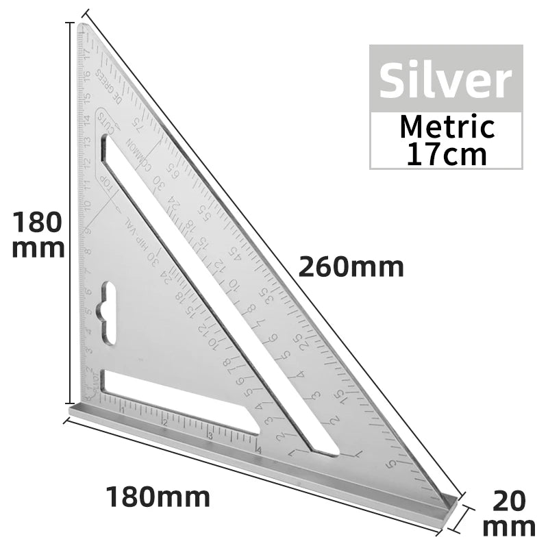 Triangle Ruler 90 Deg. Angle Meter 7 Inch Triangular Ruler Try Square Triangular Square Triangle Joinery Metal Carpenter Square