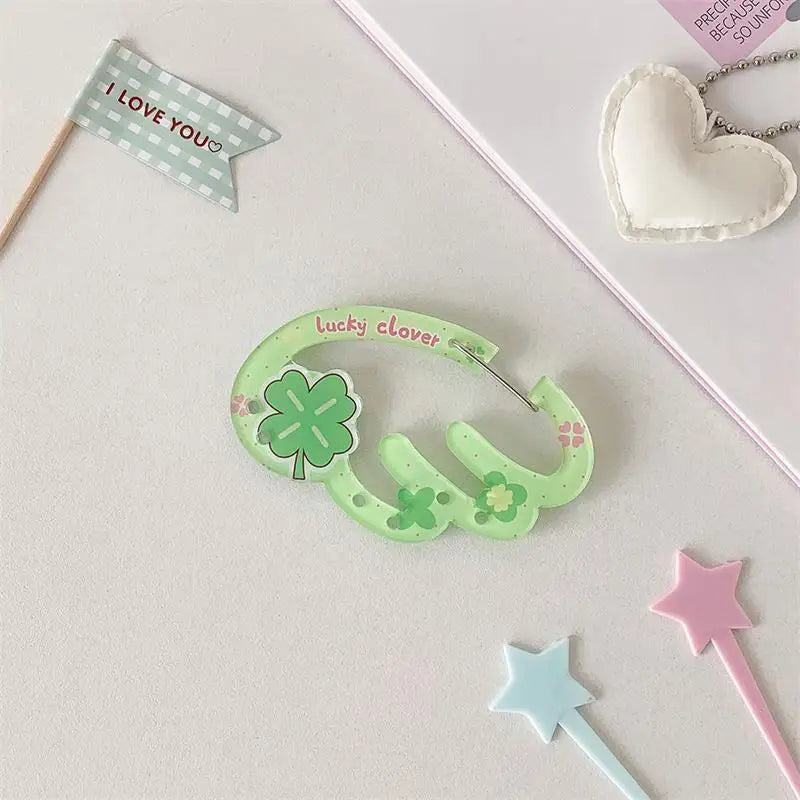 INS Candy Color Wings Shape Acrylic Carabiner Cute Strawberry Clover Mountaineering Buckle Keychain Multipurpose Keyring Hook