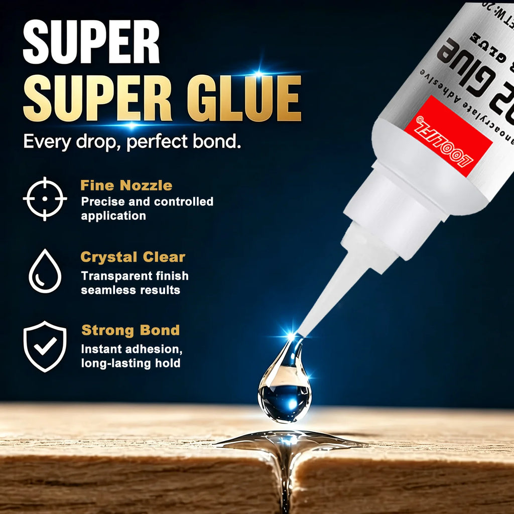 Loolifl 502 Strong Instant Adhesive, Cyanoacrylate Adhesive, Transparent and Traceless, Fast and Firm Bonding, Precise Application with a Fine Nozzle; Suitable for Plastic, Metal, Wood, Rubber, Shoe Repair, Universal All-Purp