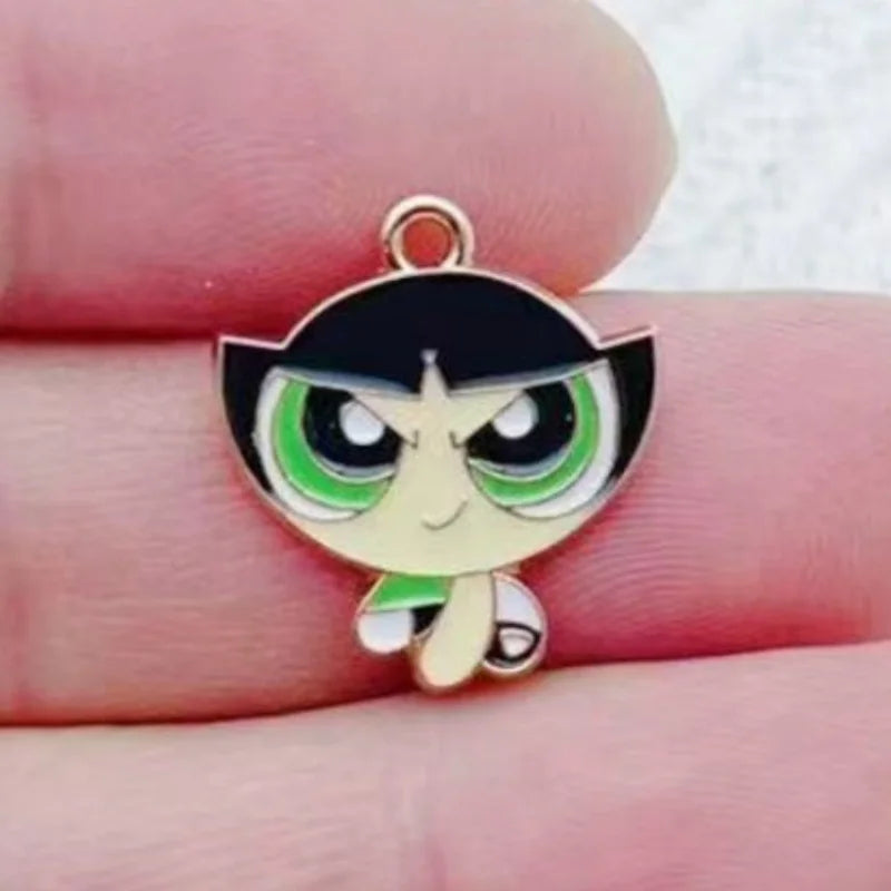 10pcs Alloy Oil-Dripping Cartoon Girl Pendant, DIY Jewelry Making Earrings Keychain Accessories