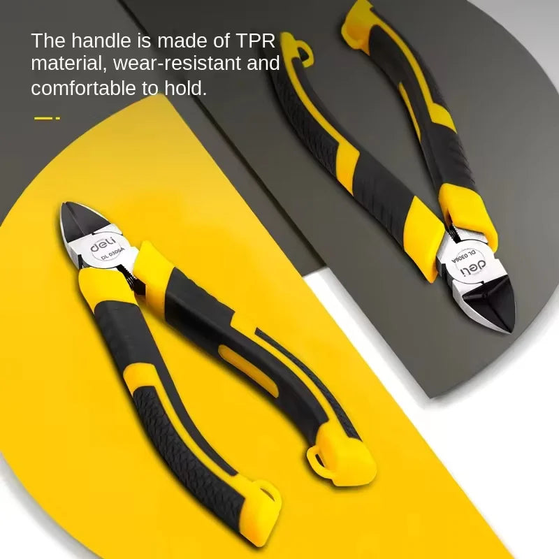 Deli CR-V 5/6 Inch Plastic Diagonal Pliers Multifunctional Cutting Side Scissors for Jewelry Wire Cable Electrical Tools