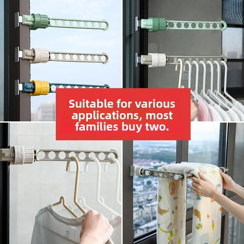 Travel-Friendly Window Frame Clothes Drying Rack Clip-On Small Size Balcony Clothesline Outdoor Clothes Hanger Plastic Material