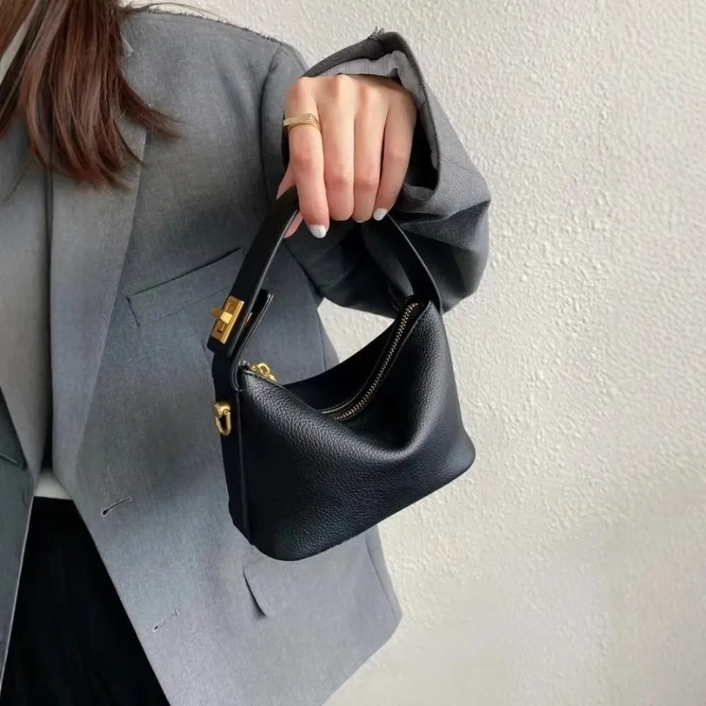 New Retro Ladies Handbags Simple Elegant Small Square Bag Soft Leather Crossbody Bag Gift