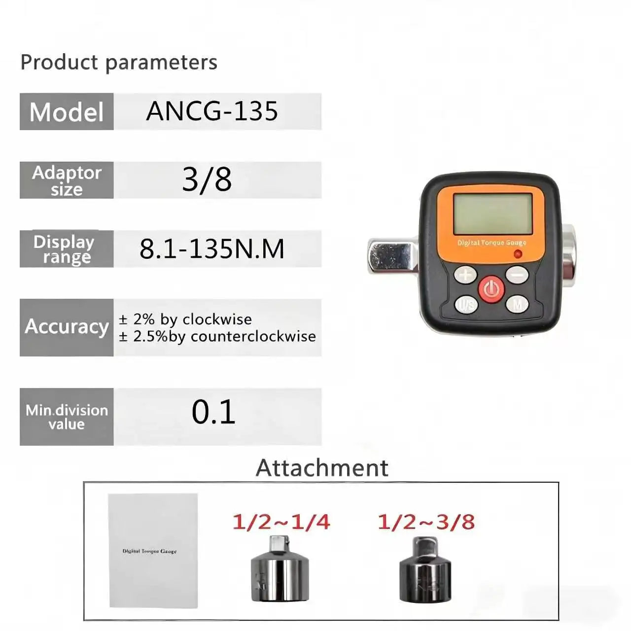 1/4'' 3/8'' 1/2 Company Direct Torque Wrench Tester Torque Adapter Digital Torque Meter Adapters For Head Bike Car Repair Tools