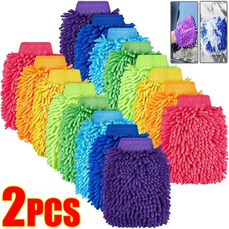 2/1pcs Microfiber Car Wash Gloves Auto Gloves Ultra Absorbent Wash Car Sponge Scratch Free Microfiber Car Cleaning Tool
