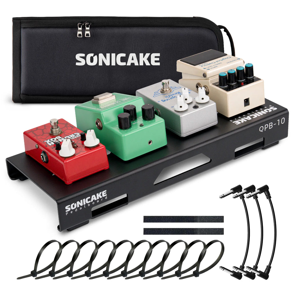 SONICAKE Mini Guitar Pedal Board Guitar Effects Compact Small Pedalboard with Pedals Mountain Tape, Cable Tie & Patch Cables