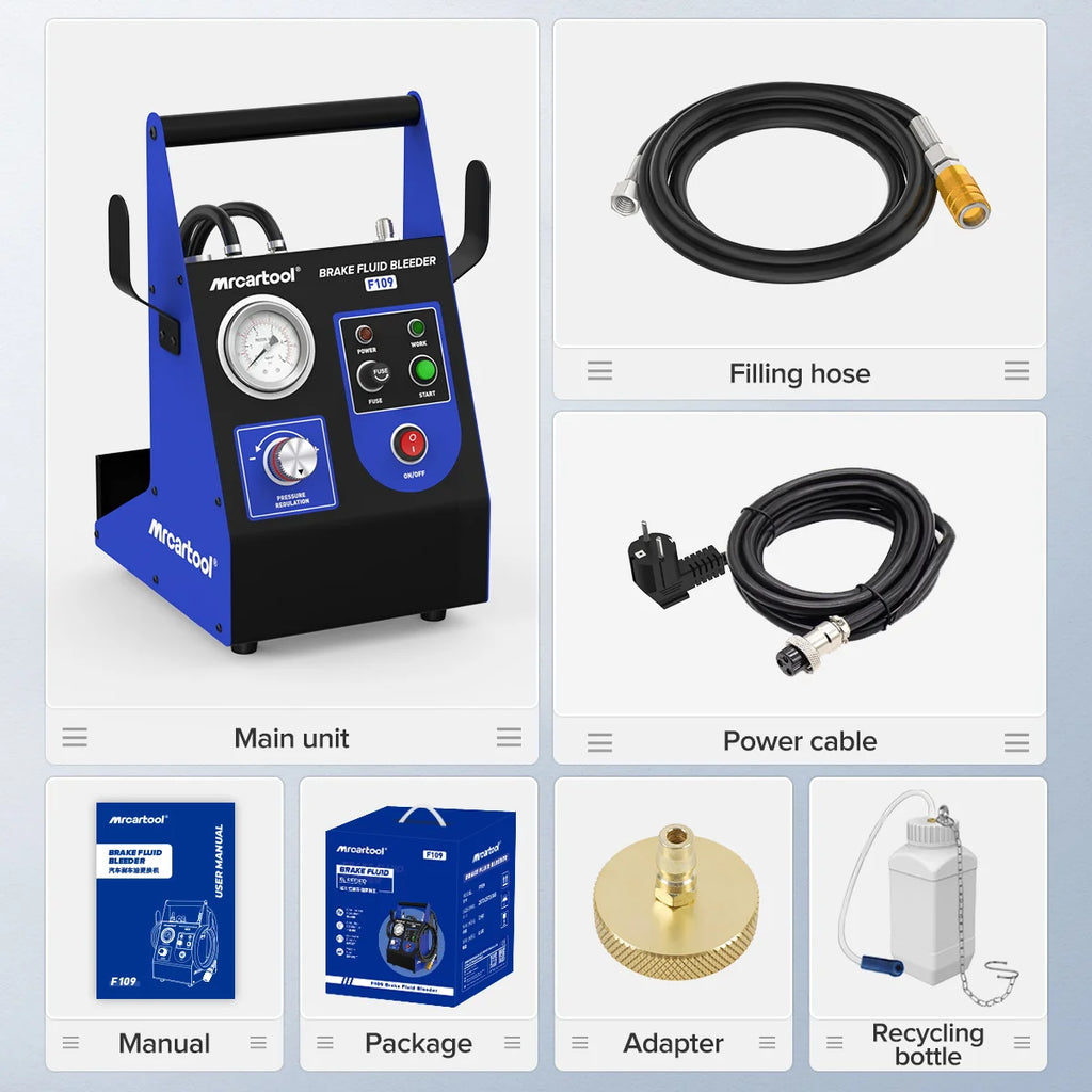 MRCARTOOL F109 Car Brake Oil Filling Changer Extractor Machine Electric Pulse Vacuum Transfer Pump Clean The Pipeline 220V 110V