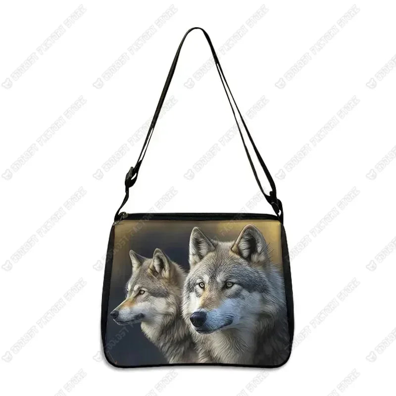 Howling Wolf Under The Moonlight Handbags Baby Wolf Messenger Bag Cool Howling Wolf Shoulder Bag Crossbody Bag Phone Holder
