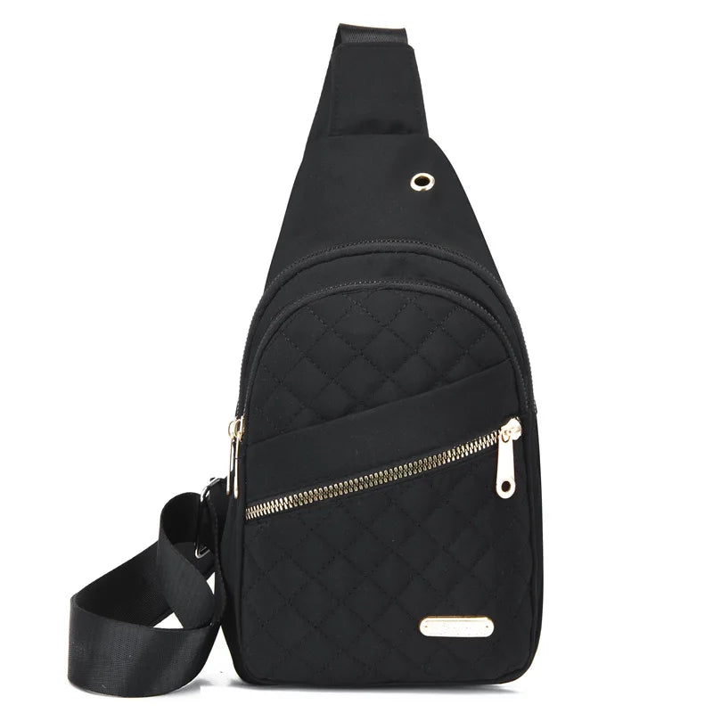 Solid Color Quilted Fanny Pack Casual Large Capacity Zipper Chest Belt Bum Bag Adjustable Sling Bag for Daily Use Lightweight
