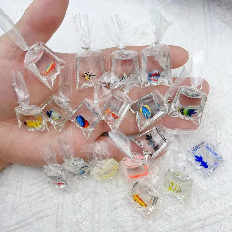 10pcs simulation transparent water bag small fish goldfish carp DIY jewelry accessories keychain pendant earrings accessories