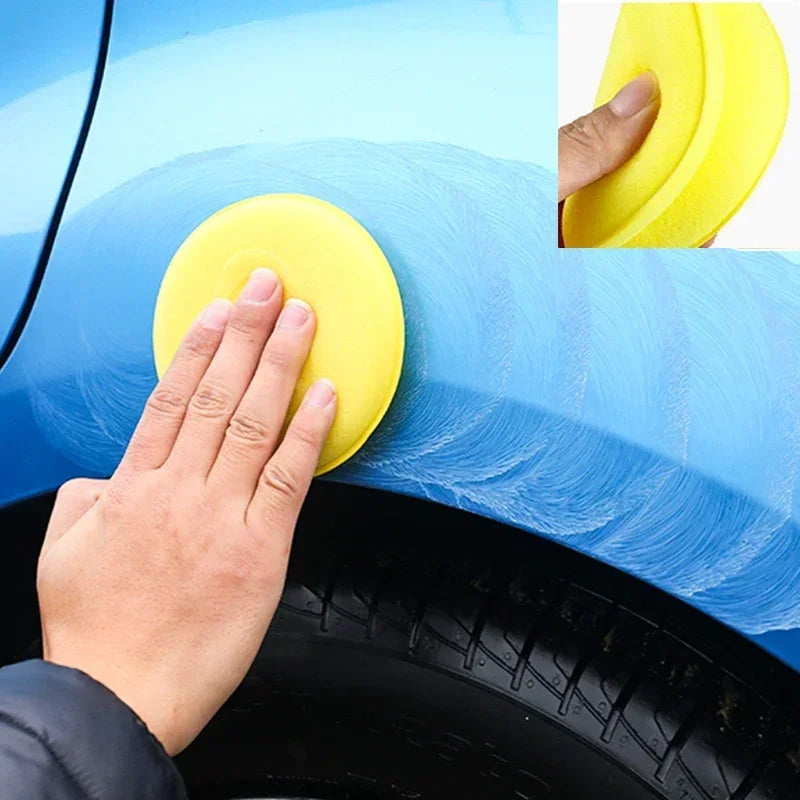 1-20pcs Car Wash Sponge Round Crimped Waxing Polishing Cleaning Tools High Density Foam Applicator Pad Sponge Car Detailing Tool