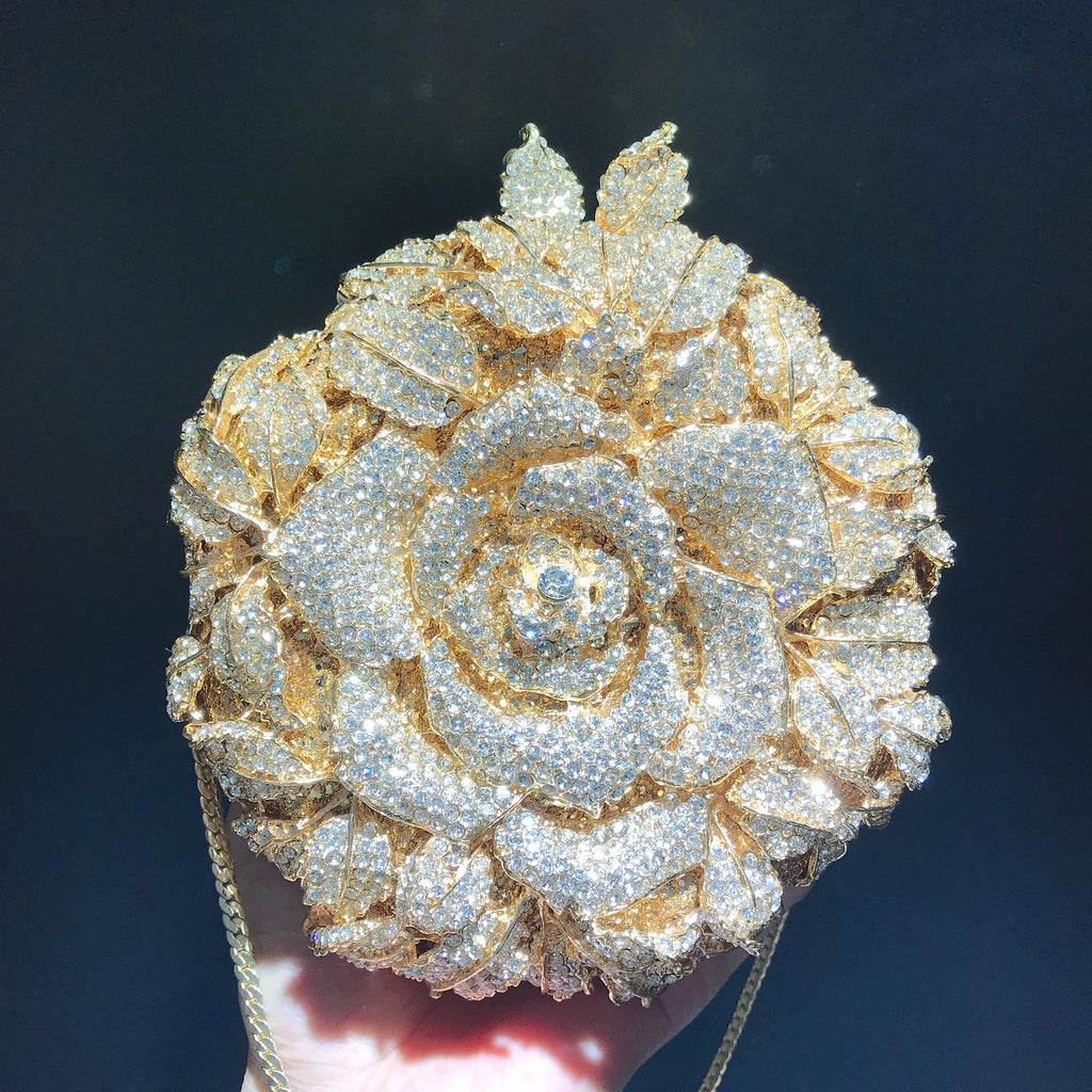 3D Camellia Shaped Clutch Bag, Handcrafted Petal Detail Evening Purse for Gala & Wedding, 2025 Collection