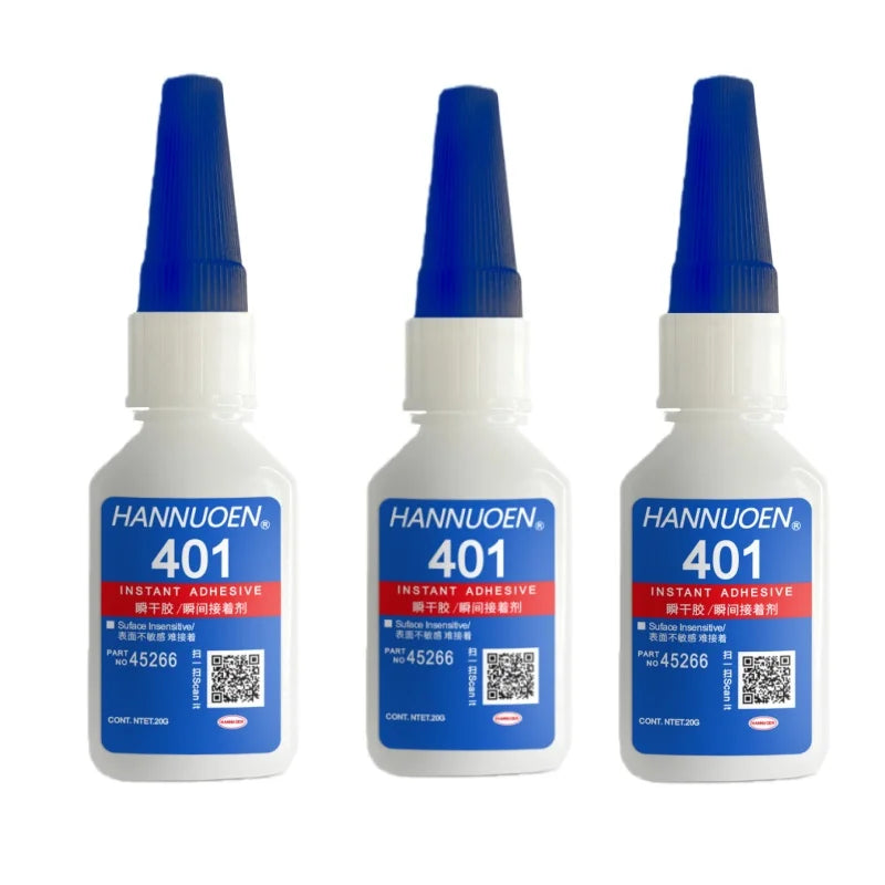 HANNUOEN O20ml 401/406 Instant Strong Super Glue Universal Superglue Mighty Instant Glue for Resin Ceramic Metal Glass Fast Dry