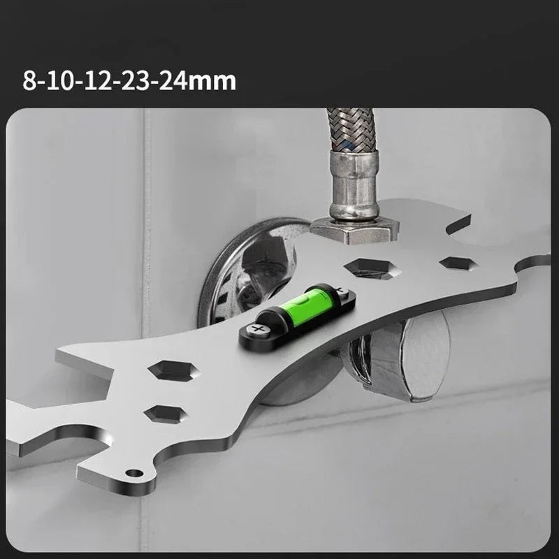 Special Wrench Tools with Level Shower Faucet Installation Bathroom Multifunctional Level Wrench Ruler Distance Measuring Tool