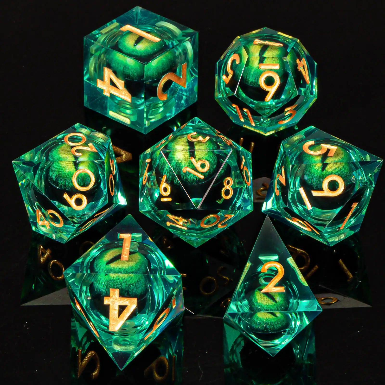 7pcs Dragon Eye D&D Dice Set DND, Sharp Edge Resin Liquid Core Dungeon and Dragon Dice, Role Playing Dice D20 D12 D10 D8 D6 D4