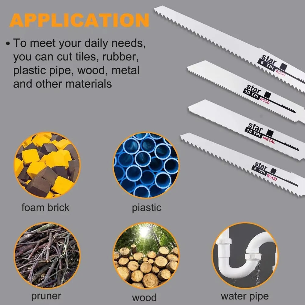 1set Reciprocating Saw Blades Saber Saw Handsaw Multi Saw Blade For Cutting Wood Metal PVC Tube Power Tools Accessories