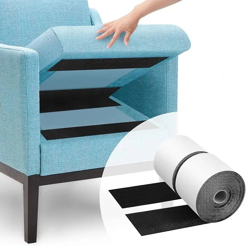 Heavy Duty Self-adhesive Hook and Loop Tape, Strong Sticky Back Velcros Fastener Roll for Home Furniture, Couch Sofa Cushions