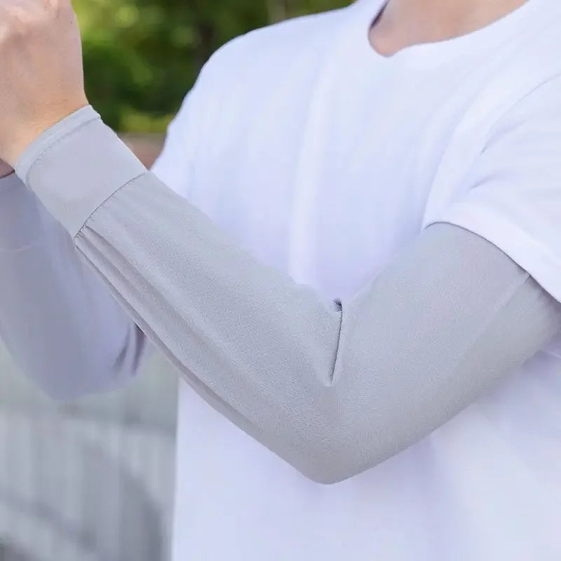 Summer UV-Protective Ice Silk Arm Sleeves for Men | Loose & Absorbent, Perfect for Riding, Running, Driving