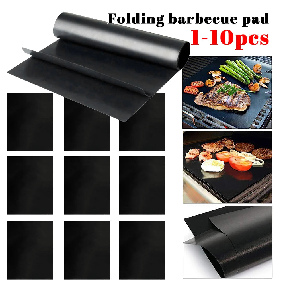 1-10PCS Non-stick BBQ Grill Mat Reusable Heat Resistant Oven Liner Baking Mat for Home Picnic Barbecue Grill Kitchen Accessories