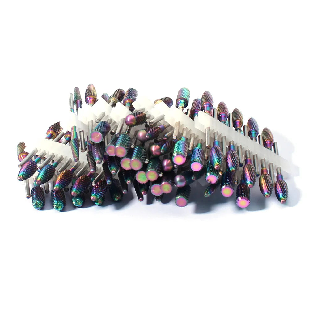 10pc Carbide Manicure Drills Nail Drill Bits Set Milling Cutters Kits Gel Polish Remover Files Electric Burr Tools Accesstries