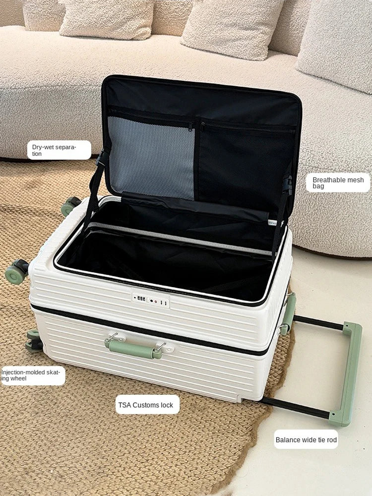 32/34-inch Wide Handle Side-Opening Travel Suitcase Expandable Large Capacity Luggage 28-inch Women's bag valise voyage 2026 NEW