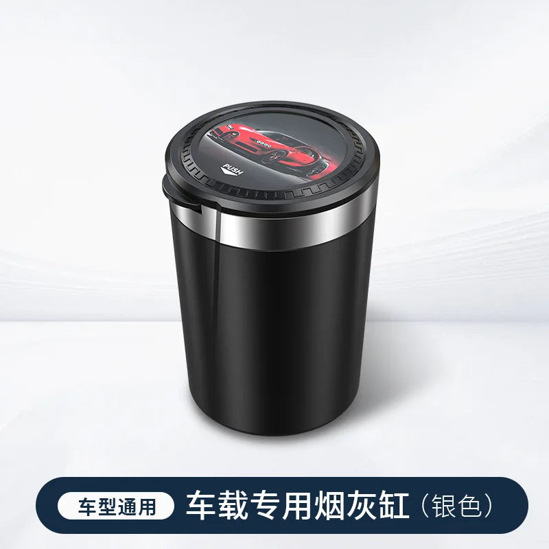 Car accessories - Car ashtray with lid, multi-functional, LED lighting, vehicle portable, one-key opening, personalized